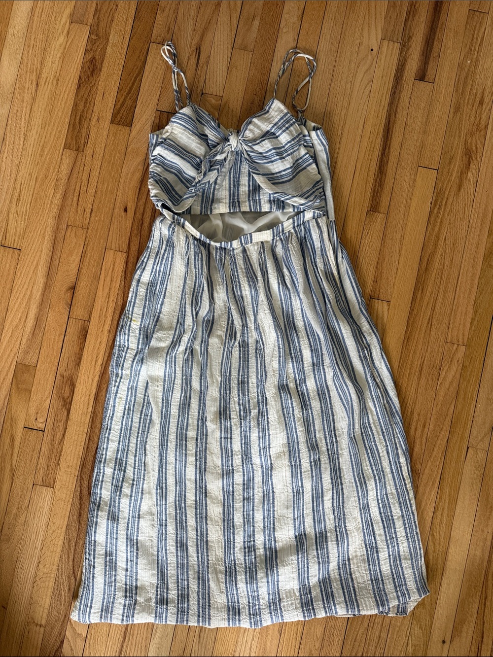 LoveShackFancy Blue & White Striped Midi Dress